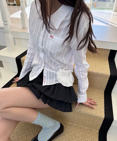RONRON(ロンロン)の「CANCAN RUFFLE BANDING DENIM PANTSKIRT BLACK(スカート・レディース・その他・FREE)」の6枚目の写真