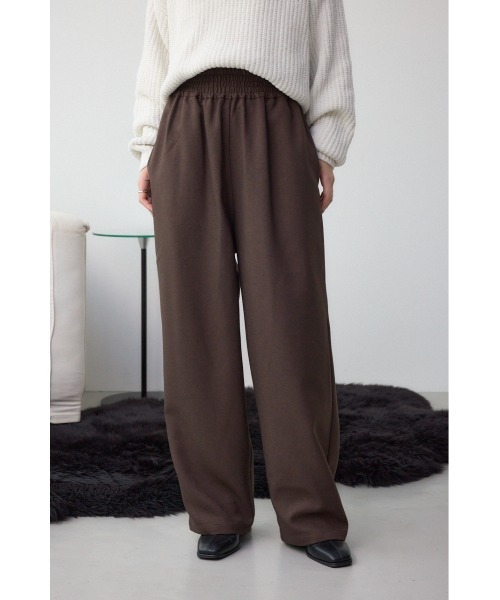 AZUL by moussy(アズールバイマウジー)の「【サイズ,身長別画像あり】ワイドベルトツイルイージーパンツ 秋服 冬服 スラックス ウエストゴム ツイル素材(スラックス・レディース・杢グレー/ブラック/ブラウン・SMALL/MEDIUM)」の1枚目の写真