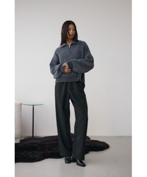 AZUL by moussy(アズールバイマウジー)の「【サイズ,身長別画像あり】ワイドベルトツイルイージーパンツ 秋服 冬服 スラックス ウエストゴム ツイル素材(スラックス・レディース・杢グレー/ブラック/ブラウン・SMALL/MEDIUM)」の5枚目の写真