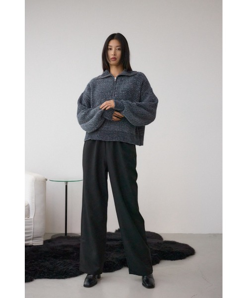 AZUL by moussy(アズールバイマウジー)の「【サイズ,身長別画像あり】ワイドベルトツイルイージーパンツ 秋服 冬服 スラックス ウエストゴム ツイル素材(スラックス・レディース・杢グレー/ブラック/ブラウン・SMALL/MEDIUM)」の6枚目の写真
