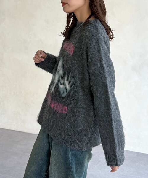 CPCM(シーピーシーエム)の「偉人モヘアライクニット(ニット/セーター・レディース・チャコールグレー/グリーン/オレンジ/ネイビー・FREE)」の9枚目の写真
