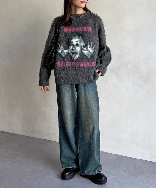 CPCM(シーピーシーエム)の「偉人モヘアライクニット(ニット/セーター・レディース・チャコールグレー/グリーン/オレンジ/ネイビー・FREE)」の13枚目の写真