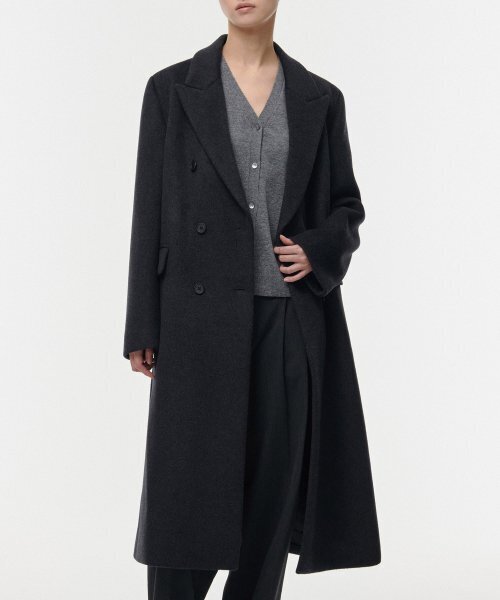 MUSINSA STANDARD WOMAN（ムシンサスタンダードウーマン）の「レディースカシミアブレンドダブルチェスターロングコート【チャコルグレー】（チェスターコート・レディース・その他・SMALL/MEDIUM/LARGE/X-SMALL）」の2枚目の写真