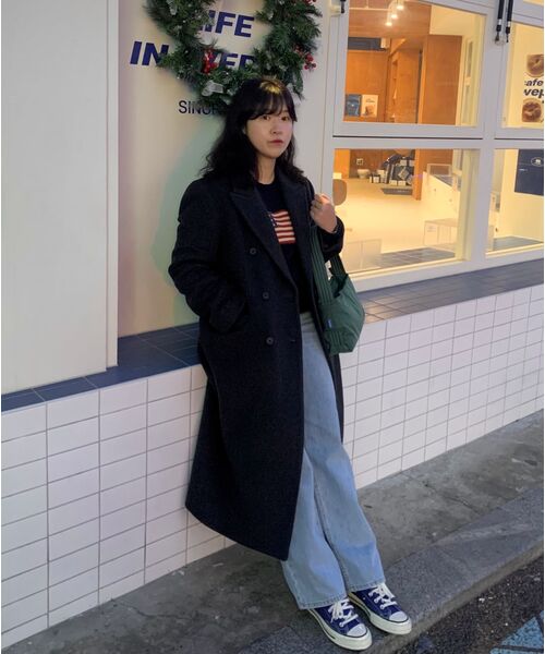 MUSINSA STANDARD WOMAN（ムシンサスタンダードウーマン）の「レディースカシミアブレンドダブルチェスターロングコート【チャコルグレー】（チェスターコート・レディース・その他・SMALL/MEDIUM/LARGE/X-SMALL）」の11枚目の写真