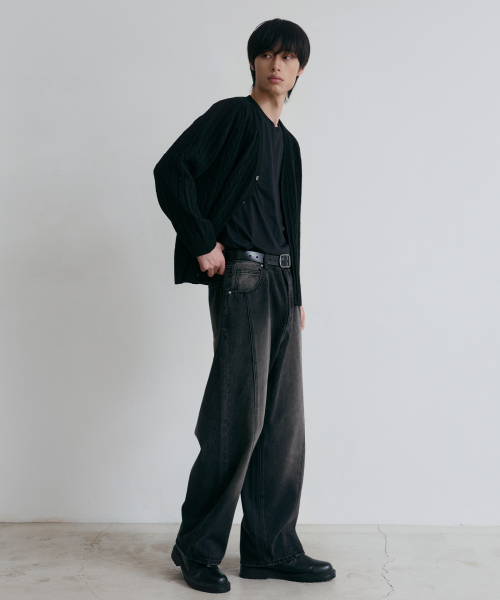 NODU（ノードユー）の「ケーブルサドルクロップカーディガン[ブラック]（カーディガン/ボレロ・メンズ・その他・MEDIUM/LARGE）」の4枚目の写真