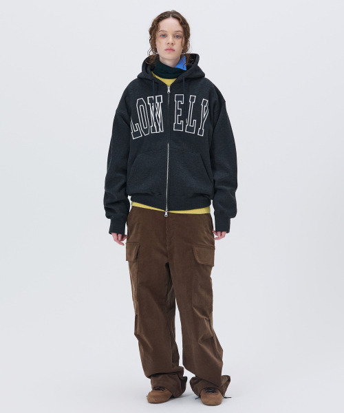 NOHANT（ノアン）の「LONELY/LOVELY FLUFF HOODIE ZIP-UP CHARCOAL（パーカー・メンズ・チャコール・SMALL/MEDIUM/LARGE）」の2枚目の写真