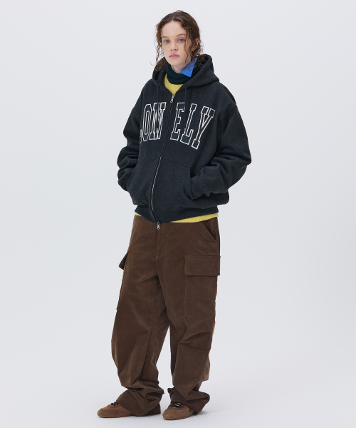 NOHANT（ノアン）の「LONELY/LOVELY FLUFF HOODIE ZIP-UP CHARCOAL（パーカー・メンズ・チャコール・SMALL/MEDIUM/LARGE）」の5枚目の写真