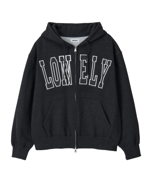 LONELY/LOVELY FLUFF HOODIE ZIP-UP CHARCOAL（パーカー）｜NOHANT