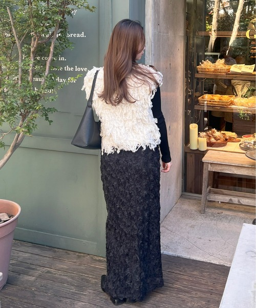 Olu.（オルドット）の「フリンジニットベスト（ベスト・レディース・ブラック/アイボリー/グレー・FREE）」の7枚目の写真