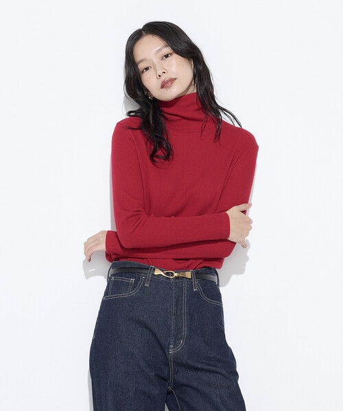 COMME CA（コムサ）の「ラグウォームリブニット タートルネックプルオーバー（Tシャツ/カットソー・レディース・レッド/ブルー系その他/ベージュ/オフホワイト/ブラック・11号/9号）」の5枚目の写真