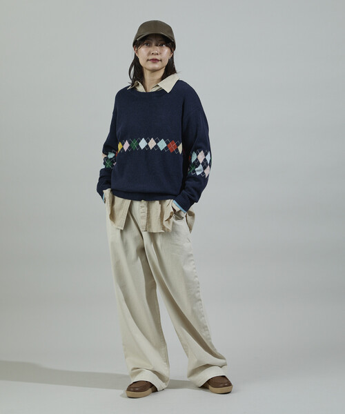 FREAK'S STORE（フリークスストア）の「配色ミニアーガイル ニットプルオーバー（ニット/セーター・レディース・ワイン/チャコール/ネイビー・ﾌﾘ-）」の5枚目の写真