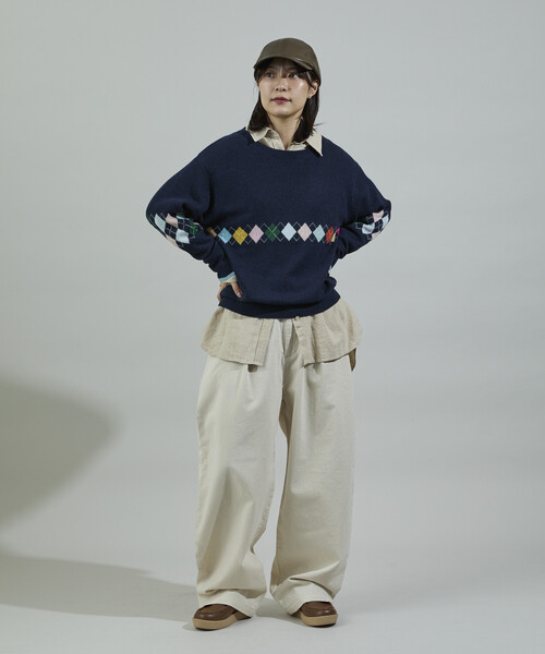 FREAK'S STORE（フリークスストア）の「配色ミニアーガイル ニットプルオーバー（ニット/セーター・レディース・ワイン/チャコール/ネイビー・ﾌﾘ-）」の6枚目の写真