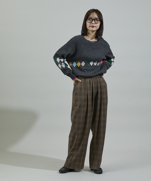 FREAK'S STORE（フリークスストア）の「配色ミニアーガイル ニットプルオーバー（ニット/セーター・レディース・ワイン/チャコール/ネイビー・ﾌﾘ-）」の17枚目の写真