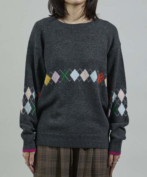 セール】配色ミニアーガイル ニットプルオーバー（ニット/セーター