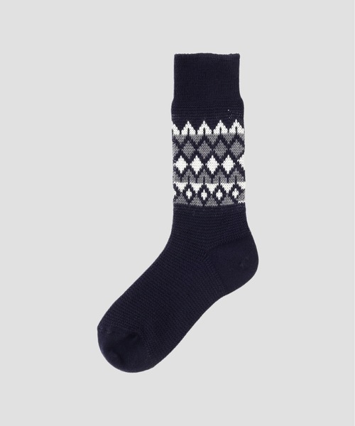 MARGARET HOWELL（マーガレットハウエル）の「WOOL FAIRISLE SOCKS（ソックス/靴下・レディース・ホワイト系その他3/ネイビー・FREE）」の2枚目の写真
