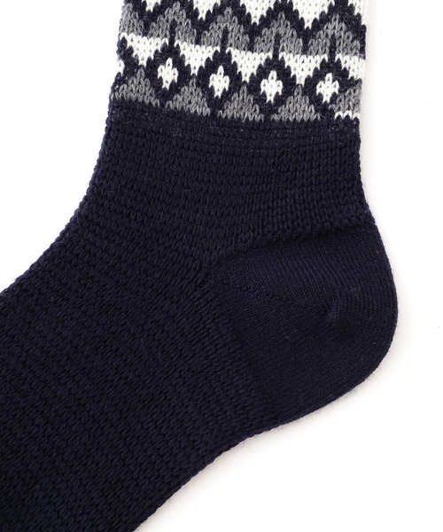 MARGARET HOWELL（マーガレットハウエル）の「WOOL FAIRISLE SOCKS（ソックス/靴下・レディース・ホワイト系その他3/ネイビー・FREE）」の4枚目の写真
