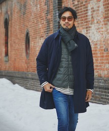 メンズのステンカラーコート（ブルー・ネイビー/青色系・ナイロン