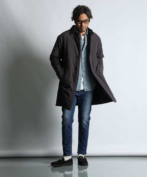 The DUFFER of ST.GEORGE（ザダファーオブセントジョージ）の「WATER-REPELLENT BAL COLLAR COAT：撥水 中綿 ステンカラーコート（ステンカラーコート・メンズ・ネイビー/チャコールグレー・X-LARGE/LARGE/MEDIUM/SMALL）」の3枚目の写真