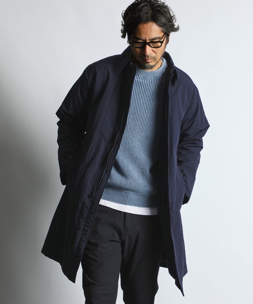 The DUFFER of ST.GEORGE（ザダファーオブセントジョージ）の「WATER-REPELLENT BAL COLLAR COAT：撥水 中綿 ステンカラーコート（ステンカラーコート・メンズ・ネイビー/チャコールグレー・X-LARGE/LARGE/MEDIUM/SMALL）」の4枚目の写真