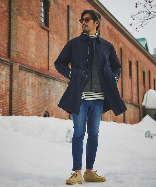 The DUFFER of ST.GEORGE（ザダファーオブセントジョージ）の「WATER-REPELLENT BAL COLLAR COAT：撥水 中綿 ステンカラーコート（ステンカラーコート・メンズ・ネイビー/チャコールグレー・X-LARGE/LARGE/MEDIUM/SMALL）」の8枚目の写真