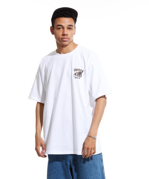 CREAM SODA LAB(クリームソーダラボ)の「LABモトキャンプ スモールロゴ 半袖Tシャツ ホワイト ブラック(Tシャツ/カットソー・メンズ・その他・LARGE/MEDIUM/X-LARGE/XX-LARGE)」の2枚目の写真
