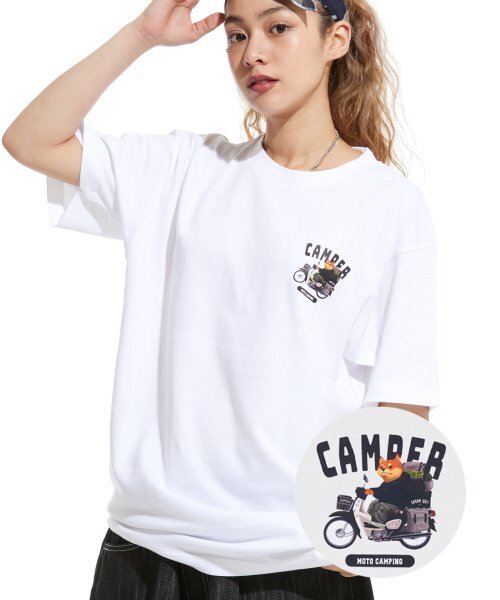 CREAM SODA LAB(クリームソーダラボ)の「LABモトキャンプ スモールロゴ 半袖Tシャツ ホワイト ブラック(Tシャツ/カットソー・メンズ・その他・LARGE/MEDIUM/X-LARGE/XX-LARGE)」の6枚目の写真