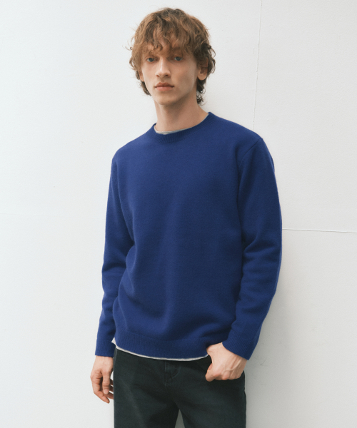 WEDNESDAY OASIS（ウェンズデーオアシス）の「オータムファブリックウールブレンドニット_BLUE(WC25-KN59)（ニット/セーター・メンズ・ブルー・MEDIUM/LARGE）」の2枚目の写真