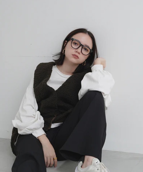 merrylatte（メリーラテ）の「オーバーデザインボアベスト（ベスト・レディース・ベージュ/ブラウン・FREE）」の18枚目の写真