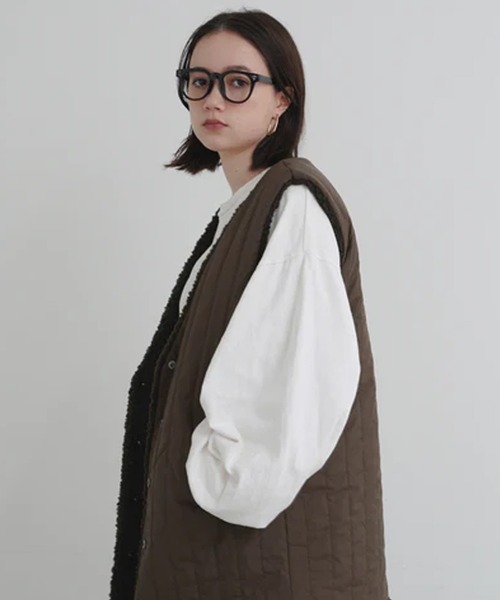 merrylatte（メリーラテ）の「オーバーデザインボアベスト（ベスト・レディース・ベージュ/ブラウン・FREE）」の20枚目の写真