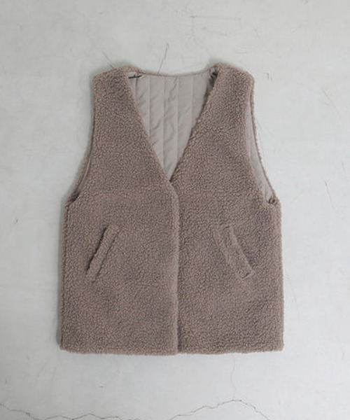 merrylatte（メリーラテ）の「オーバーデザインボアベスト（ベスト・レディース・ベージュ/ブラウン・FREE）」の14枚目の写真