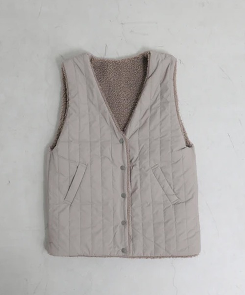 merrylatte（メリーラテ）の「オーバーデザインボアベスト（ベスト・レディース・ベージュ/ブラウン・FREE）」の16枚目の写真