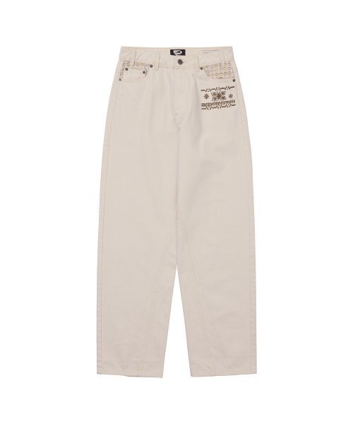 WELLBEING EXPRESS(ウェルビーイングエクスプレス)の「Embroidered Patch Jeans White(デニムパンツ・レディース・その他・MEDIUM/SMALL)」の1枚目の写真