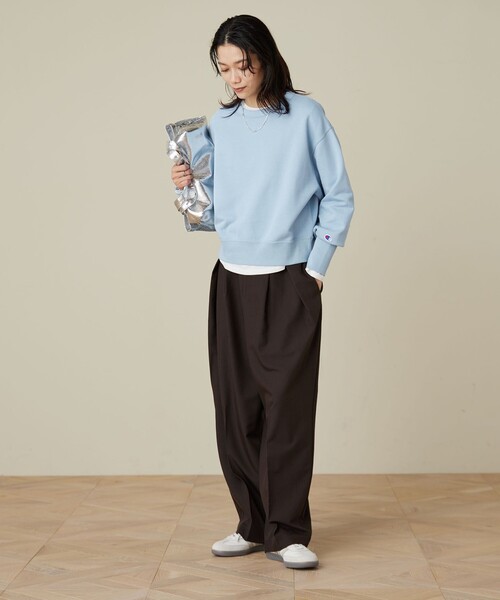 Champion(チャンピオン)の「【別注】<Champion>ロングスリーブ スウェット プルオーバー(スウェット・レディース・ナチュラル/ブラック/ライトブルー・FREE)」の11枚目の写真