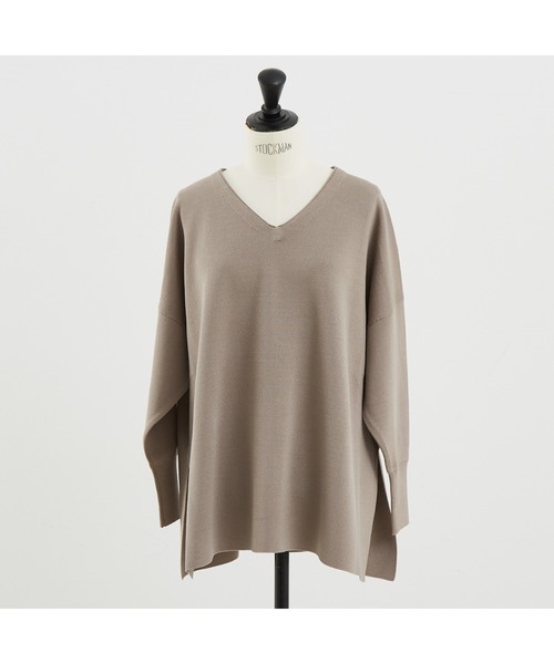 DESIGNWORKS（デザインワークス）の「ハーフミラノVネックプルオーバー（ニット/セーター・レディース・ブラック・フリー）」の4枚目の写真