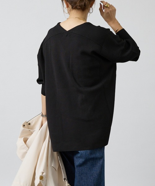 DESIGNWORKS（デザインワークス）の「ハーフミラノVネックプルオーバー（ニット/セーター・レディース・ブラック・フリー）」の7枚目の写真