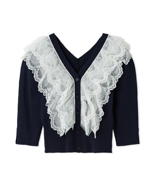 SNIDEL(スナイデル)の「チュールフリルニットプルオーバー(ニット/セーター・レディース・アイボリー/ライトピンク/ネイビー・F)」の3枚目の写真