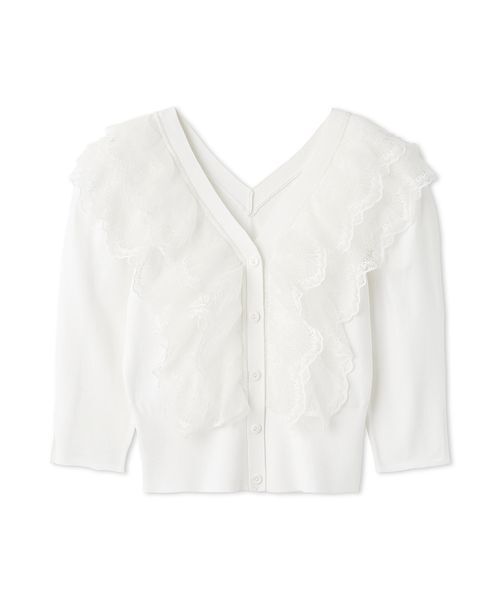 SNIDEL(スナイデル)の「チュールフリルニットプルオーバー(ニット/セーター・レディース・アイボリー/ライトピンク/ネイビー・F)」の2枚目の写真