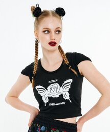 OTHER-worldly（アザーワールドリー）の「ローズバタフライTシャツ[ブラック]（Tシャツ/カットソー）」
