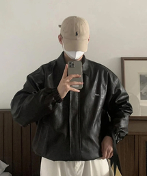 NUS（ナス）の「YEIロゴカラー レザー ジャケット (ブラウン)（ライダースジャケット）」