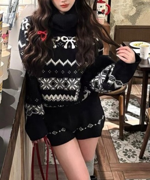 年始特価！ROSEBUD民族柄 長袖ニット セットアップ 年末特価！ROSEBUD民族柄 長袖ニット セットアップ
