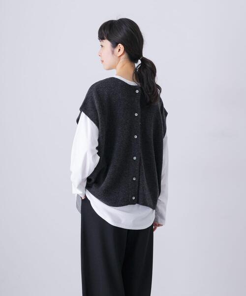 かぐれ（カグレ）の「ハミルトン2WAYベスト（ニット/セーター・レディース・オートミール/チャコールグレー・FREE）」の2枚目の写真