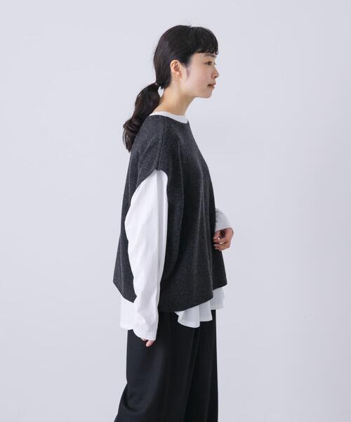 かぐれ（カグレ）の「ハミルトン2WAYベスト（ニット/セーター・レディース・オートミール/チャコールグレー・FREE）」の8枚目の写真