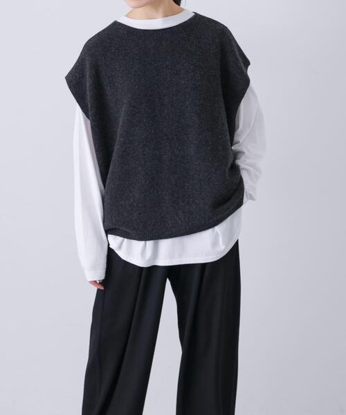 かぐれ（カグレ）の「ハミルトン2WAYベスト（ニット/セーター・レディース・オートミール/チャコールグレー・FREE）」の9枚目の写真