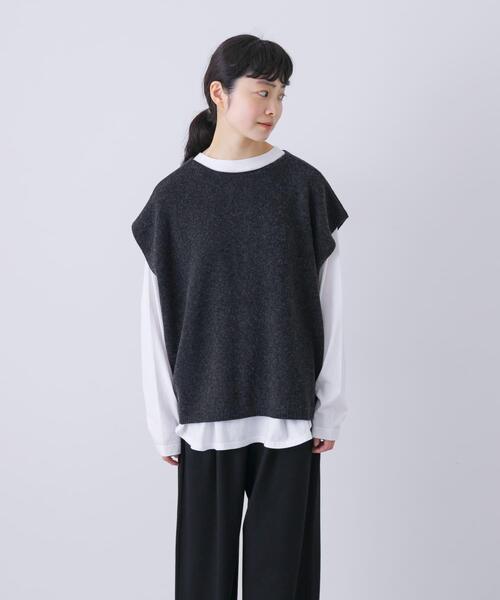 かぐれ（カグレ）の「ハミルトン2WAYベスト（ニット/セーター・レディース・オートミール/チャコールグレー・FREE）」の10枚目の写真