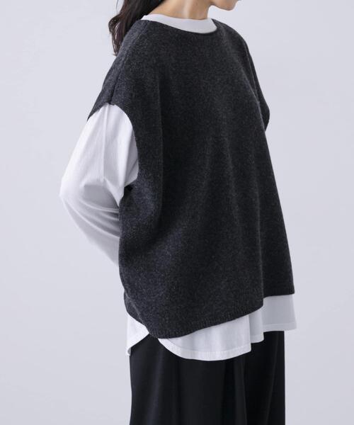 かぐれ（カグレ）の「ハミルトン2WAYベスト（ニット/セーター・レディース・オートミール/チャコールグレー・FREE）」の17枚目の写真