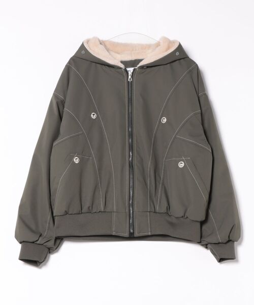 B.I.D.(ビーアイディー)の「《Bz》エコファーフード付きMA-1ジャケット(MA/EK130)(MA-1・レディース・チャコール/ブラック・LARGE/MEDIUM)」の9枚目の写真