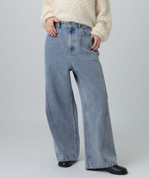 LEPSIM（レプシィム）の「切り替えワイドデニム　608248（デニムパンツ・レディース・ブルー/インディゴブルー/チャコールグレー・MEDIUM/LARGE）」の3枚目の写真