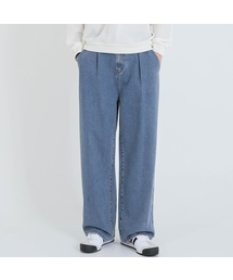 バックバンディングワンピンタックワイドデニムパンツ