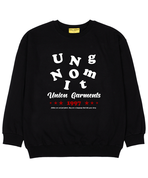 Union Garments(ユニオンガーメンツ)の「アルファベットロゴ 裏毛 オーバーサイズ スウェット ブラック(スウェット・レディース・その他・MEDIUM/LARGE/X-LARGE/XX-LARGE)」の1枚目の写真