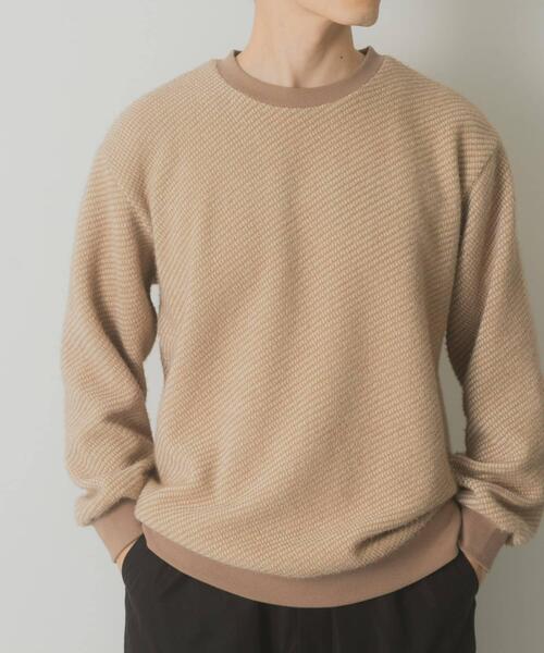 ITEMS URBANRESEARCH（アイテムズ アーバンリサーチ）の「フェザーヤーン クルーネック ニットソー（Tシャツ/カットソー・メンズ・イエロー/ブラック/モカ・LARGE/MEDIUM）」の5枚目の写真